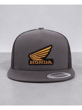 Honda Automotive Gold Wing Logo Patch on YP Flat Bill Trucker Hat Mesh Back Snap